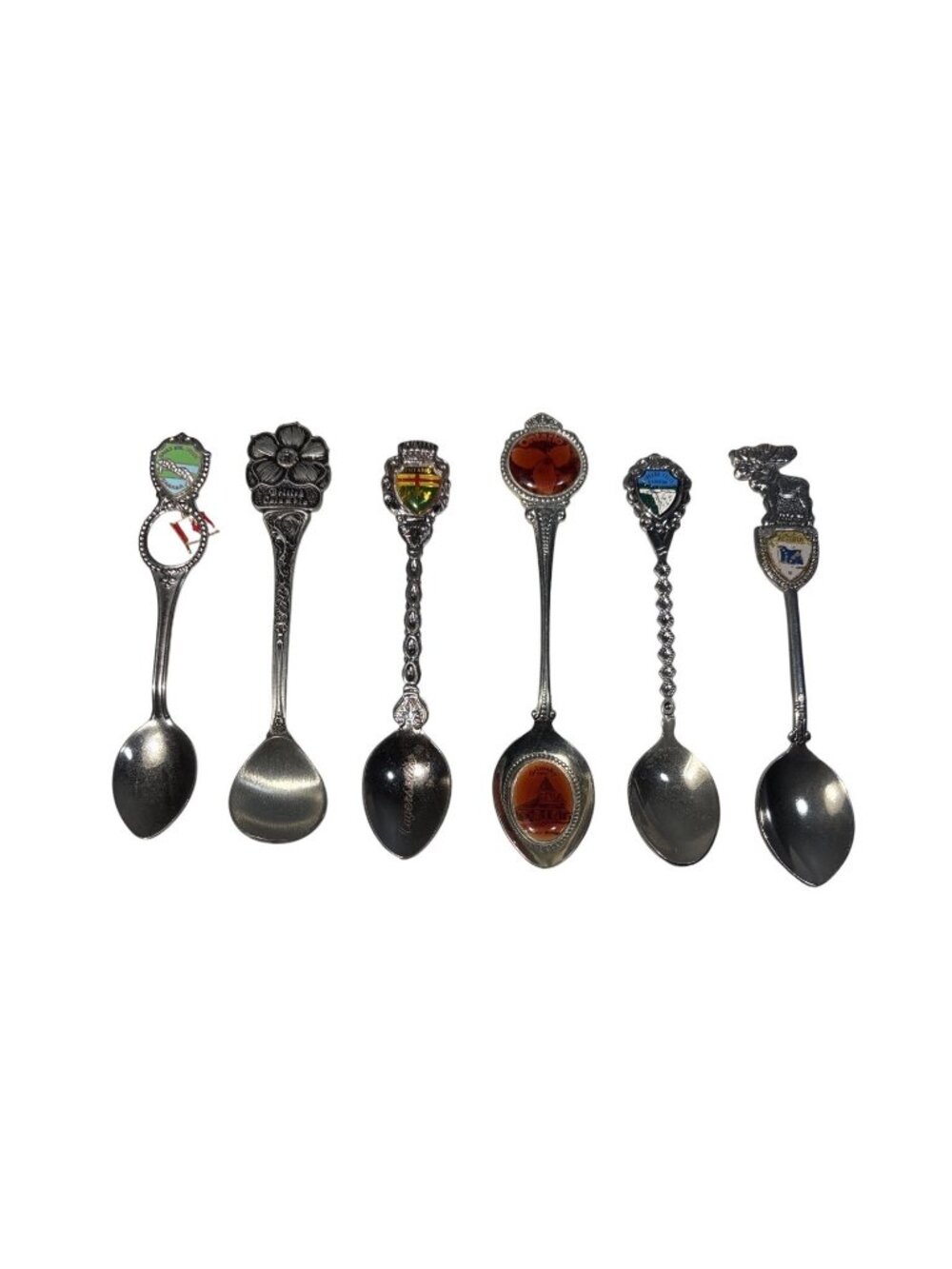 Canadian Collectible Souvenir Spoons Detailed Designs Lot Of 6 Vintage